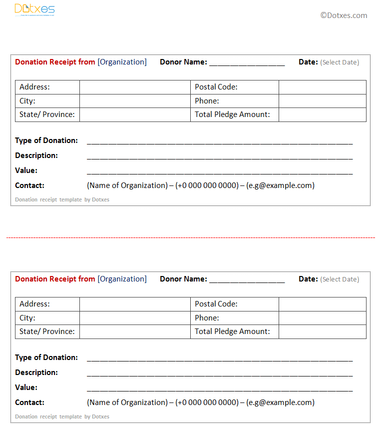 501c3 Donation Receipt Template â printable receipt template