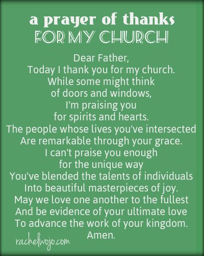 A Prayer of Thanks for My Church