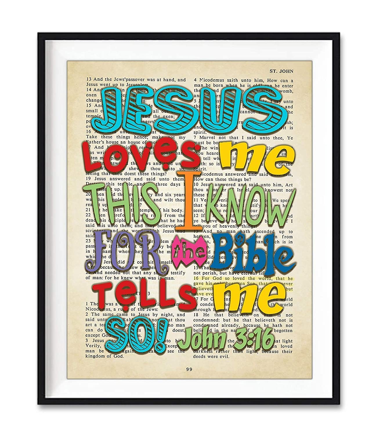 Amazon.com: Bible Page, Jesus Loves Me This I Know For the Bible Tells ...
