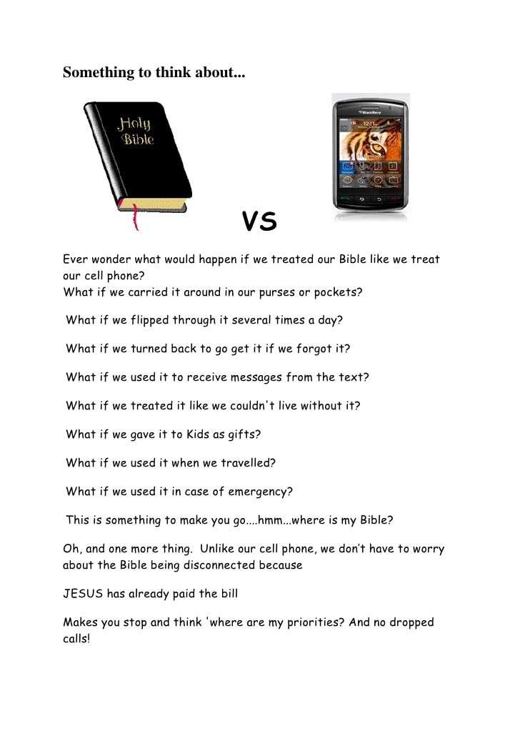 Bible or cell phone.
