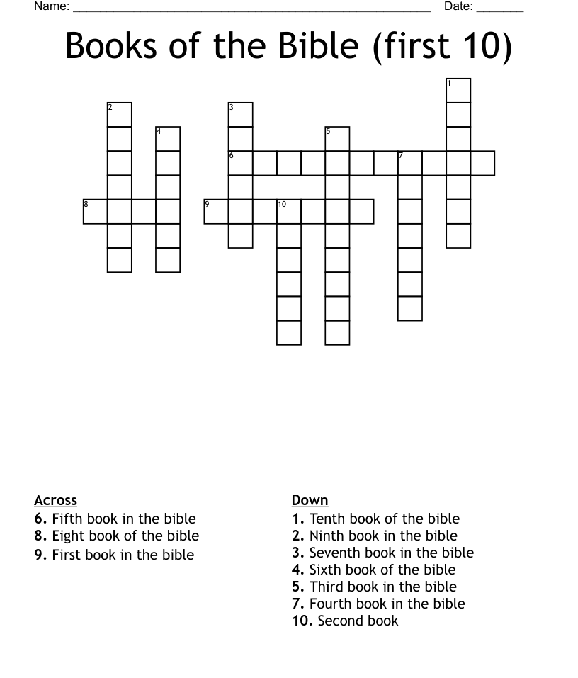 Books of the Bible (first 10) Crossword