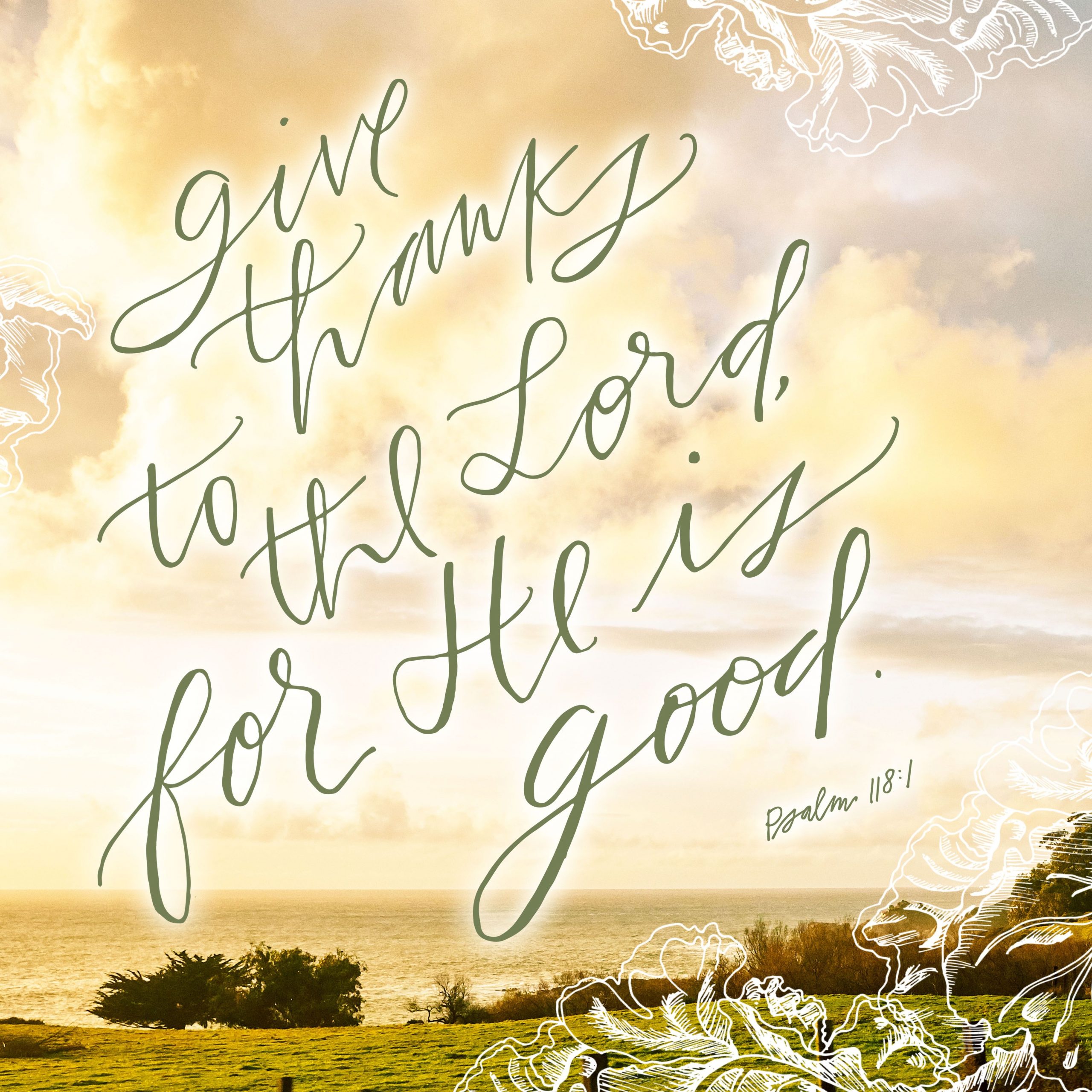 Give thanks to the Lord, for He is good. ~ Psalm 118:1