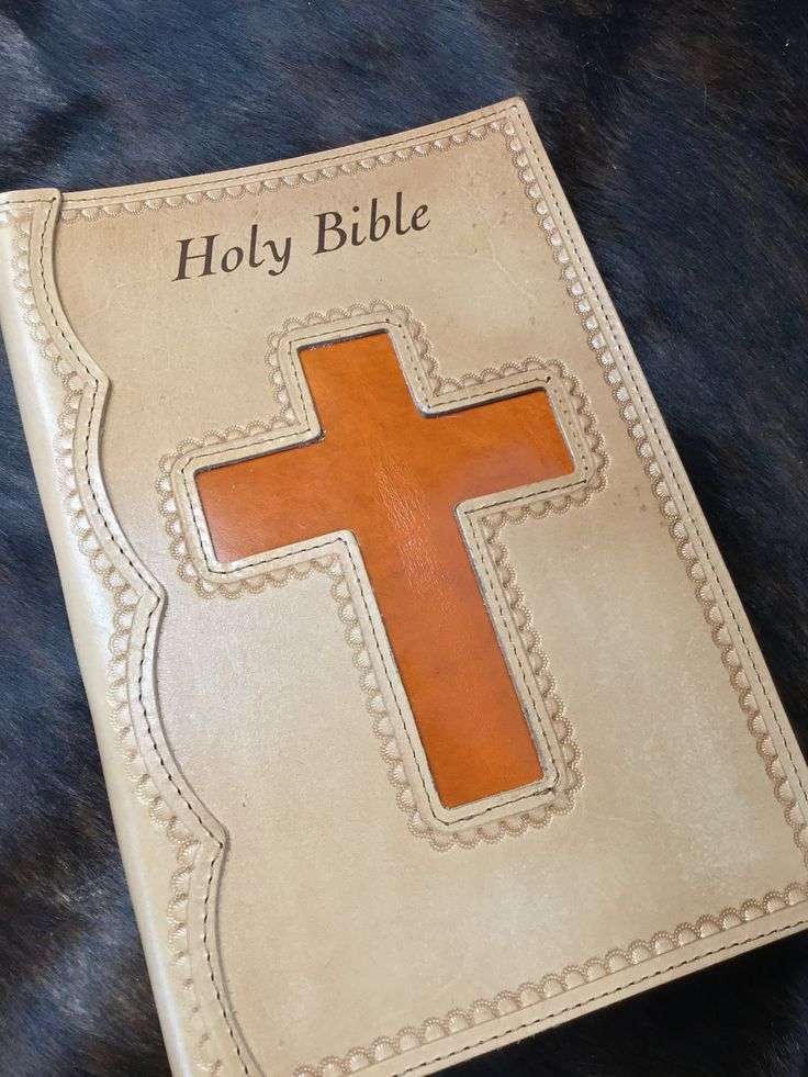 Handcrafted Laser Engraved Leather Bible Cover with Orange ...