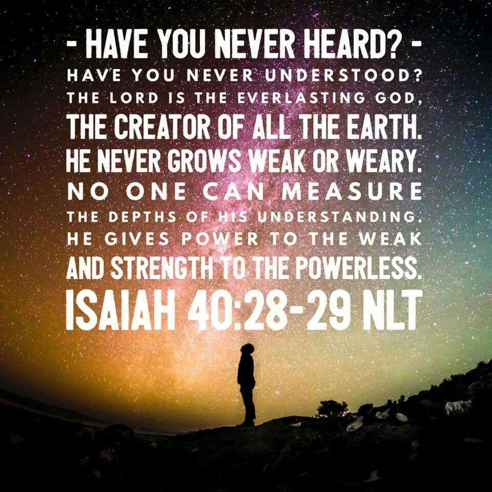 Have you never heard? Have you never understood? The Lord is the ...