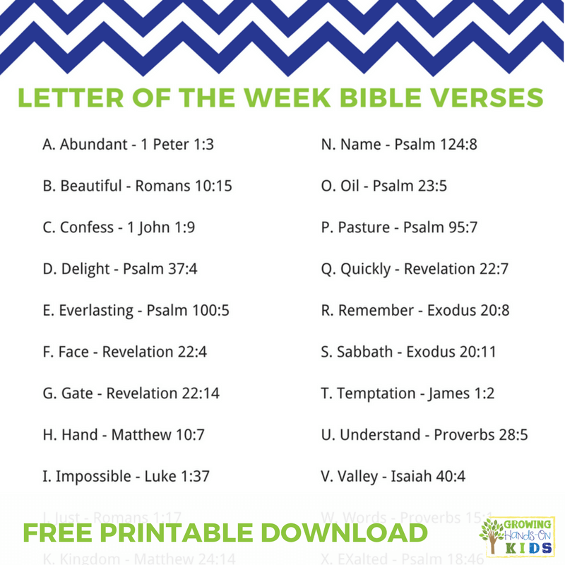 Letter of the Week Bible Verses for Kids