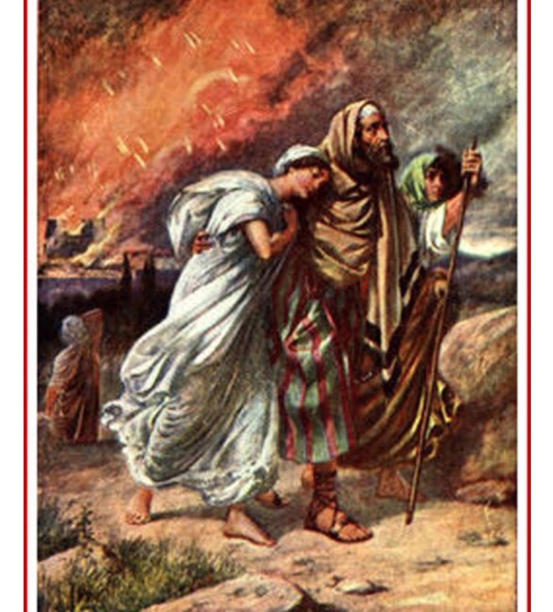 Lot and his daughters escaping the destruction of Sodom and Gomorrah ...
