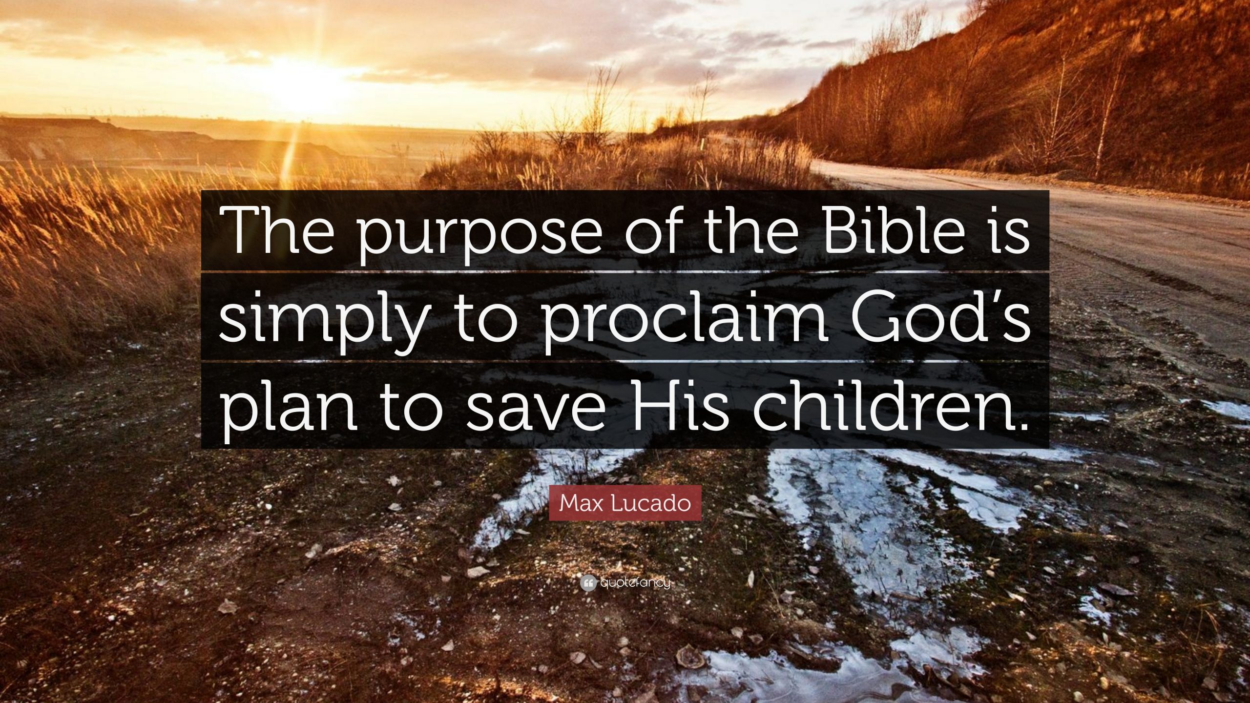 Max Lucado Quote: The purpose of the Bible is simply to ...