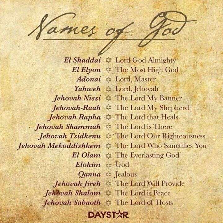 Names of God. Jehovah Shalom. Jehovah Jireh. El Olam. El ...