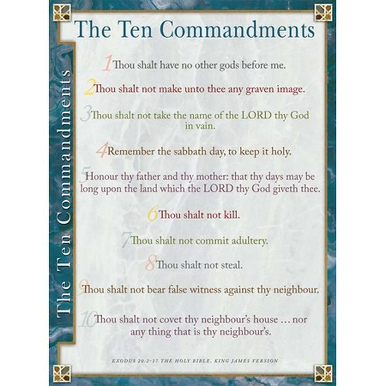 Ten Commandments KJV Wall Chart