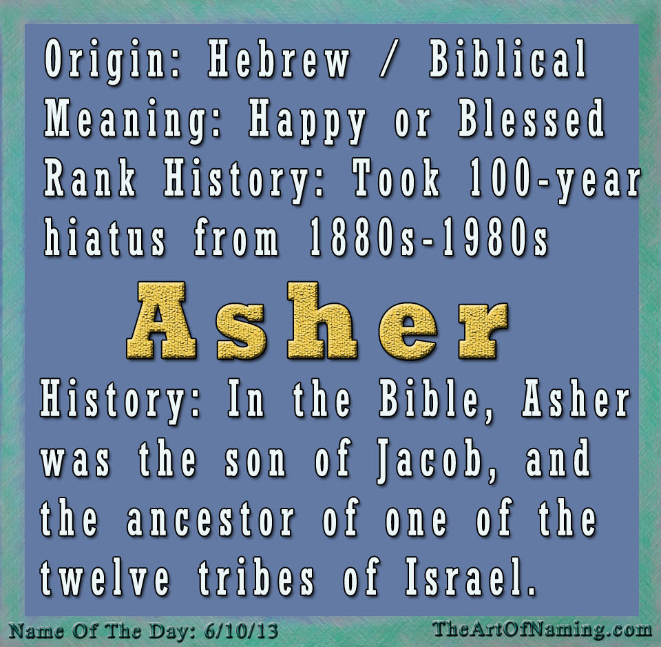 The Art of Naming: Name of the Day: Asher