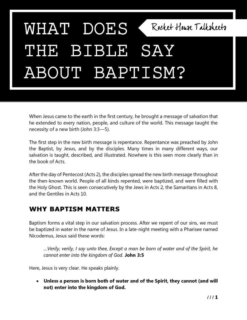 What Does the Bible say about Baptism?  Paul Records